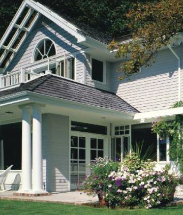 House with decorative siding.